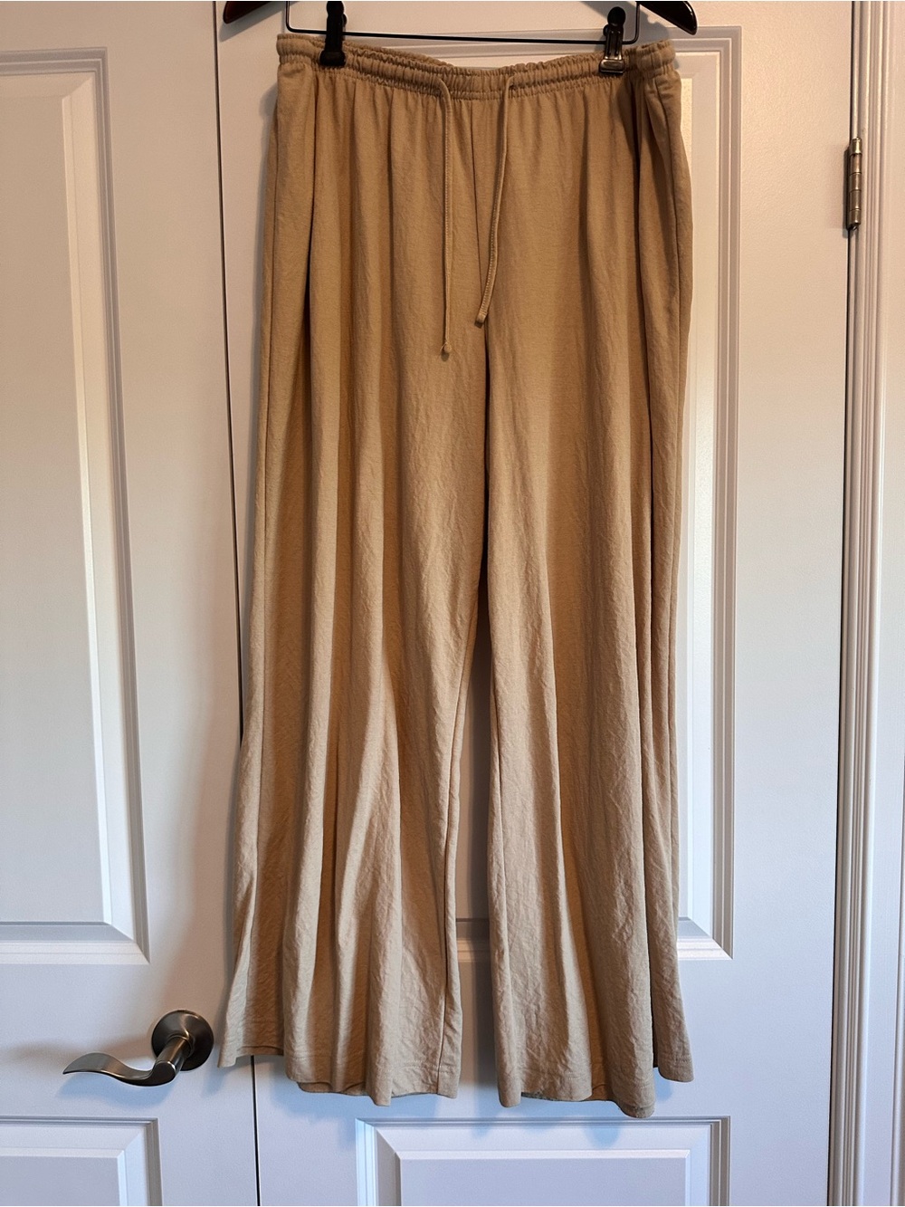 H&M Lightweight Drawstring Wide-Leg Pants — Tan